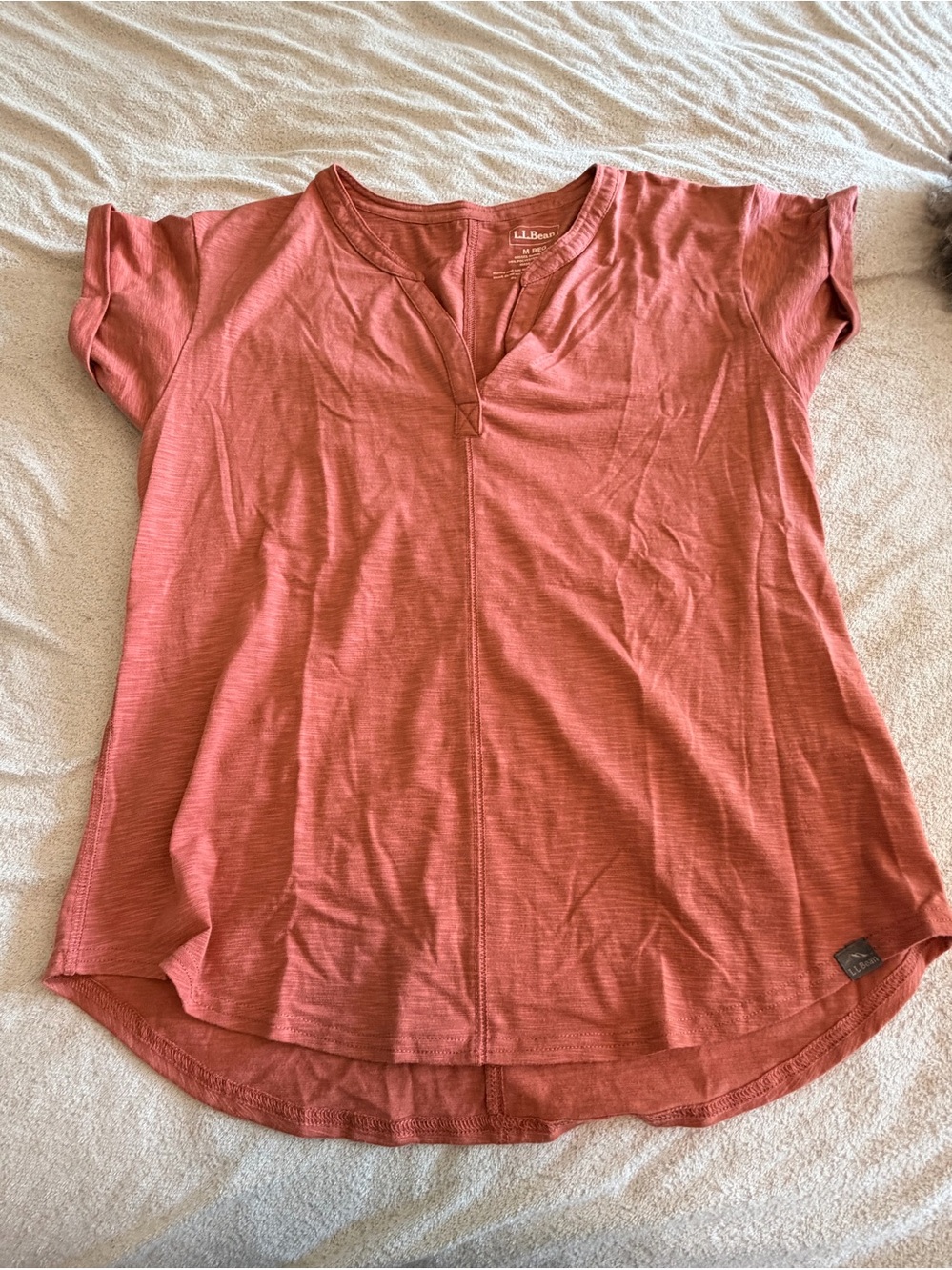L.L. Bean Women's Rust Split-Neck Short Sleeve Tunic